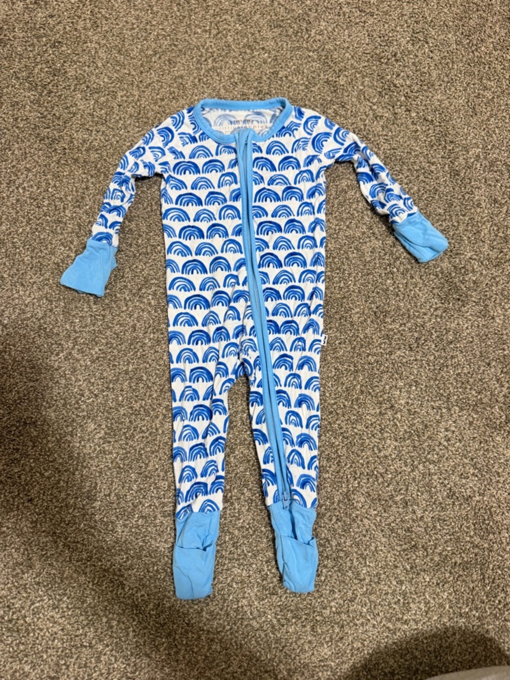 Little Sleepies Blue Rainbow Print Footed One-Piece